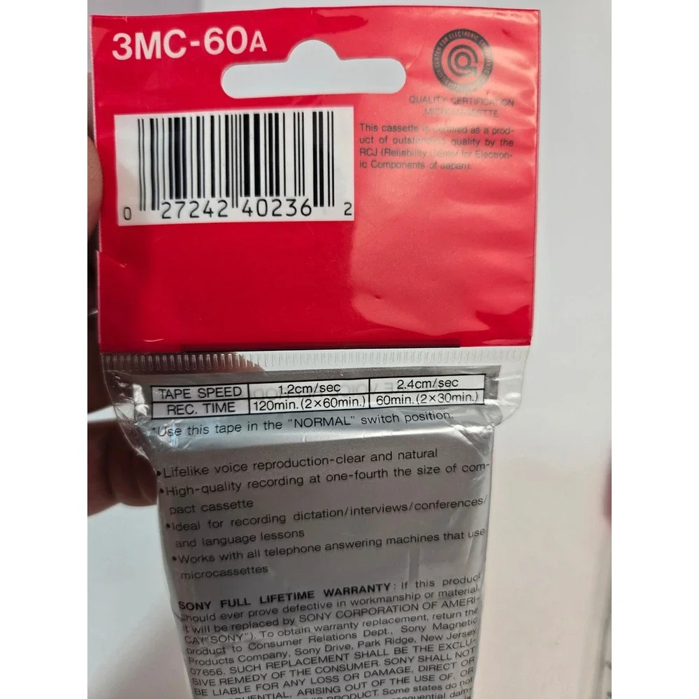 Sony MC-60 Microcassette Tapes Sealed 3-Pack Lot of 2 Voice Tape 60 Min